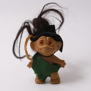 1960s, Dam, Troll, Doll, Dark Brown Hair, Green Outfit, Black Hat, Vintage, ~ 2